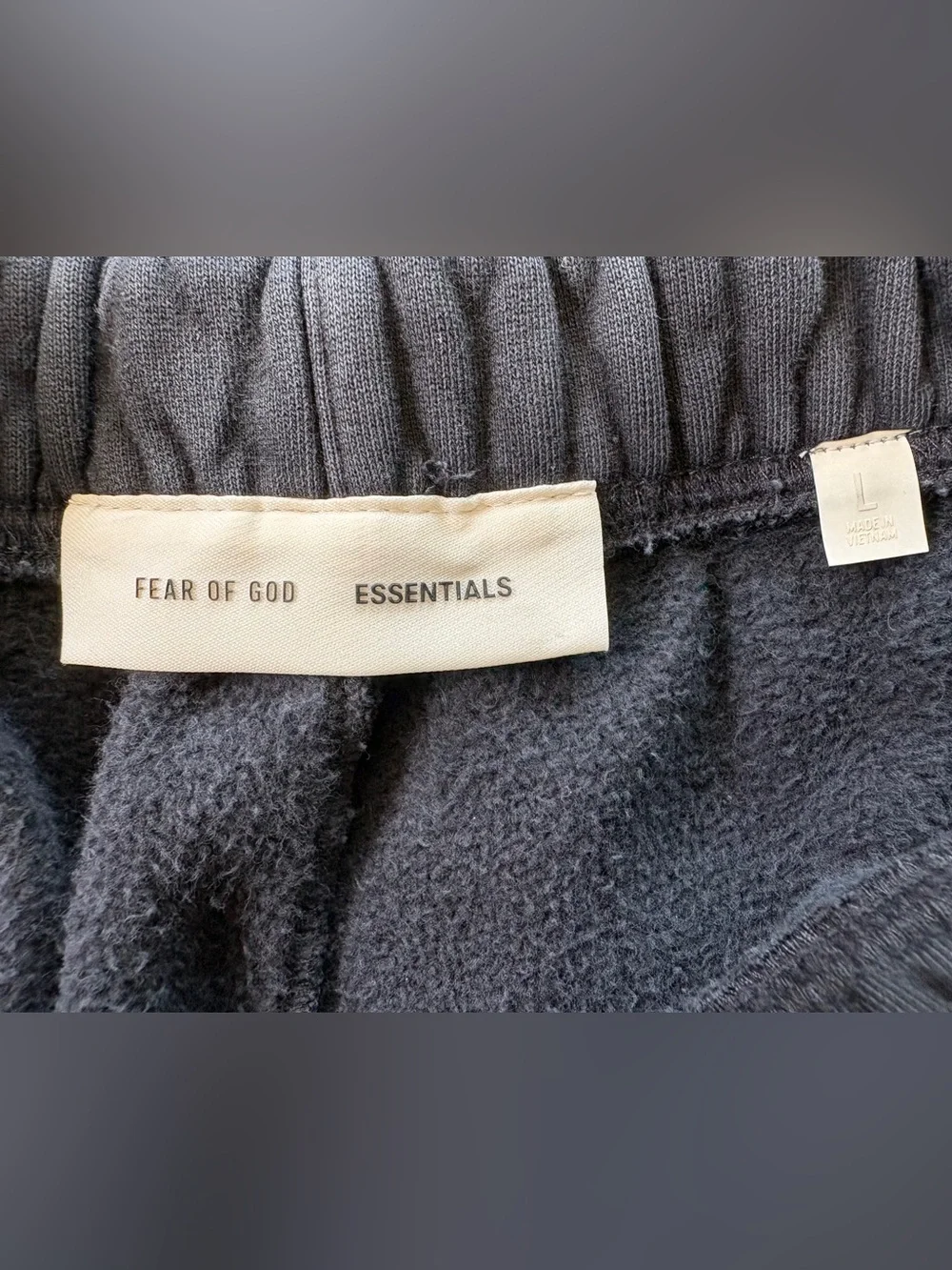 Fear of God Essentials Men’s Black Fleece Sweatpants Vertical Logo Size L